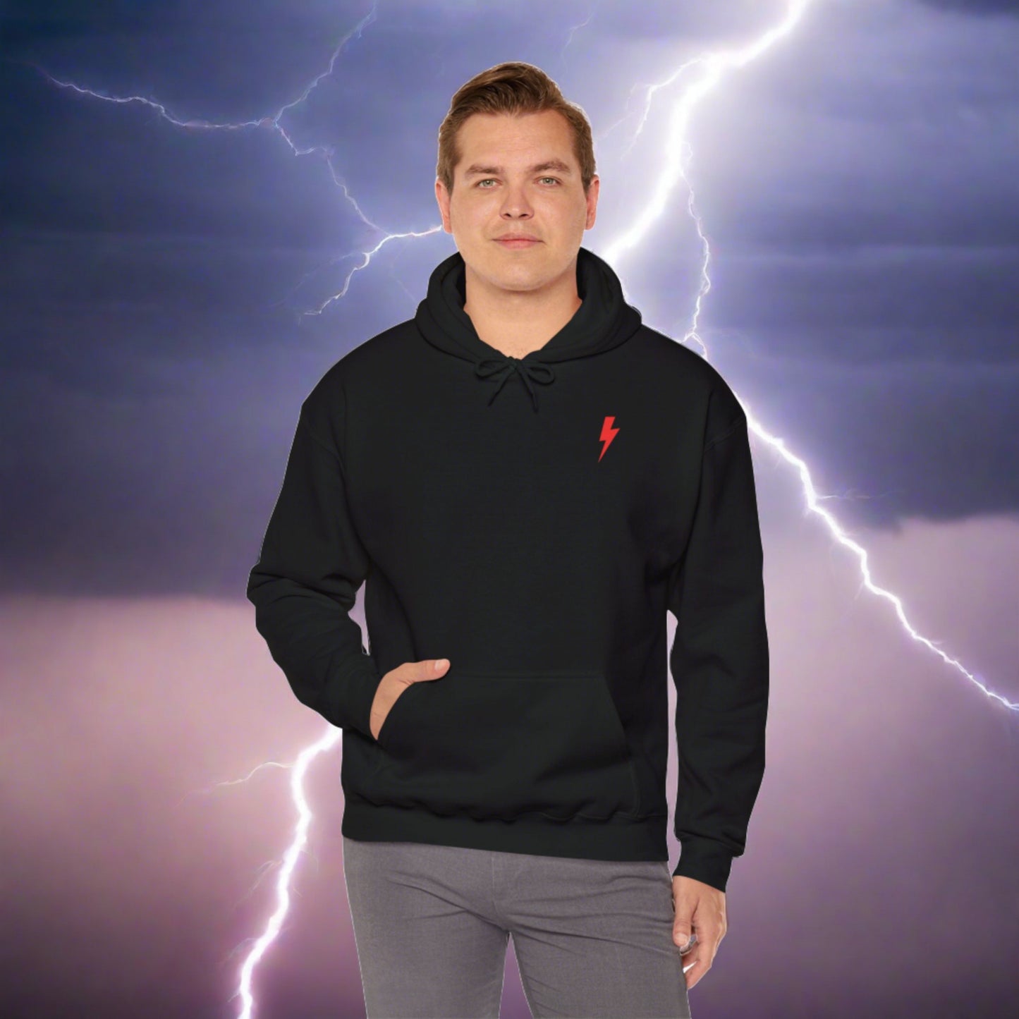 Electric Poseidon™ ⚡️Red Bolt Heavy Blend Hooded Sweatshirt